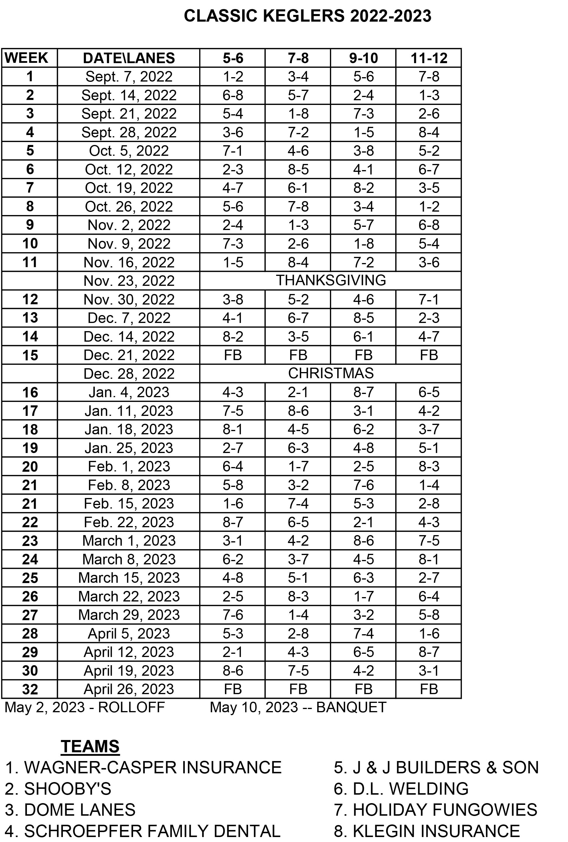 Sunday Night Leftovers schedule 2023 24